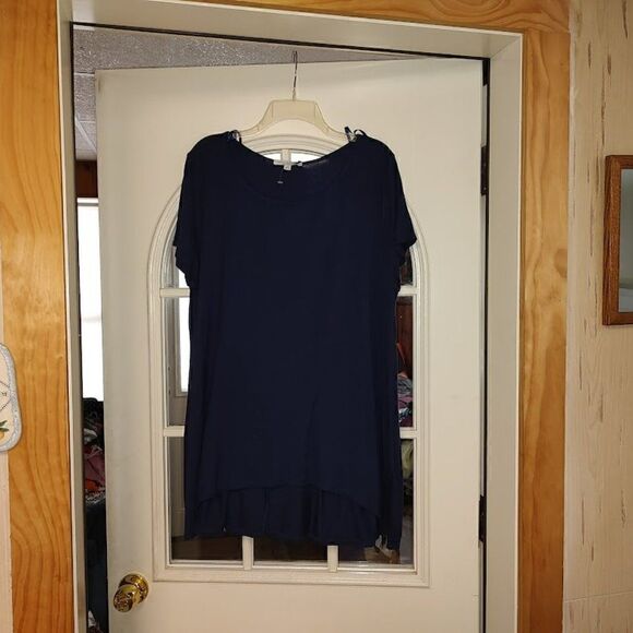 New Green Envelope Dark Navy Blue Tunic Top Size Women's 1X - Picture 1 of 2